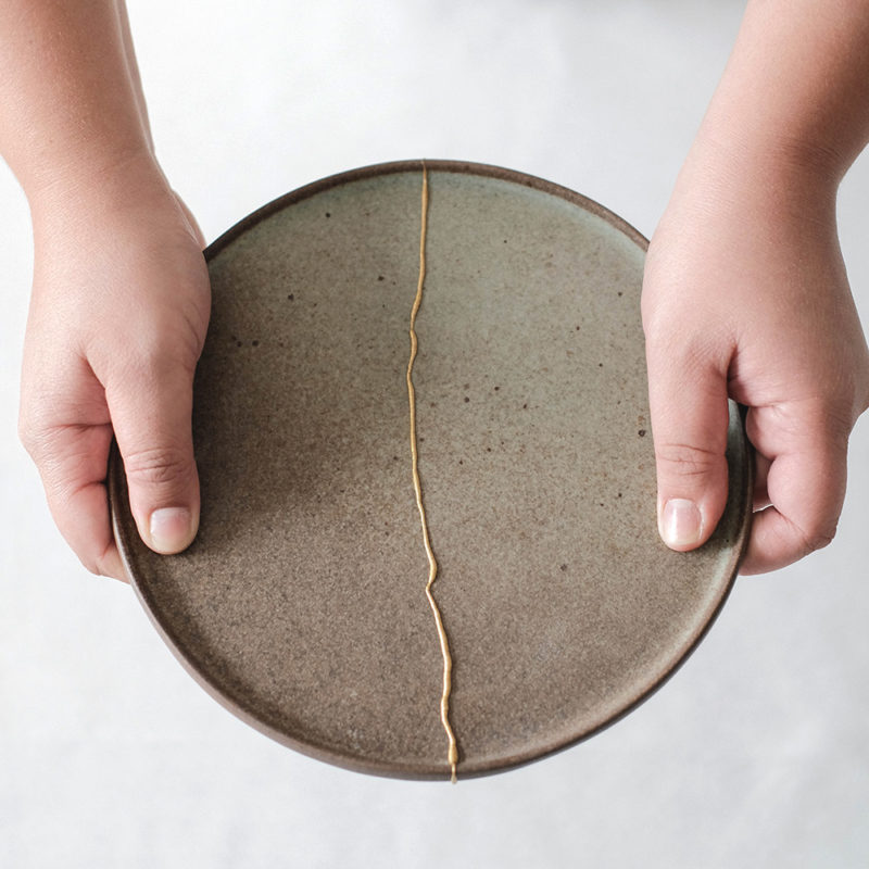 Set kintsugi auriu din ceramica handmade | POEMI