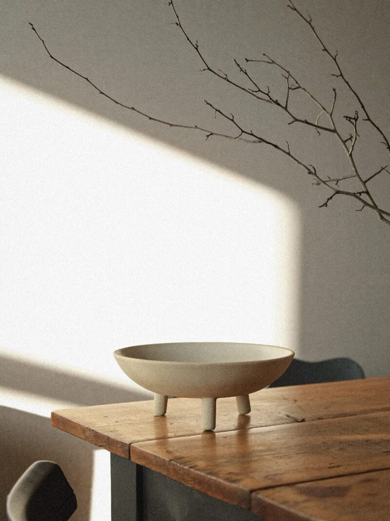 Bol 28 cm Japandi din gresie ceramica bej cu continut de samota | POEMI
