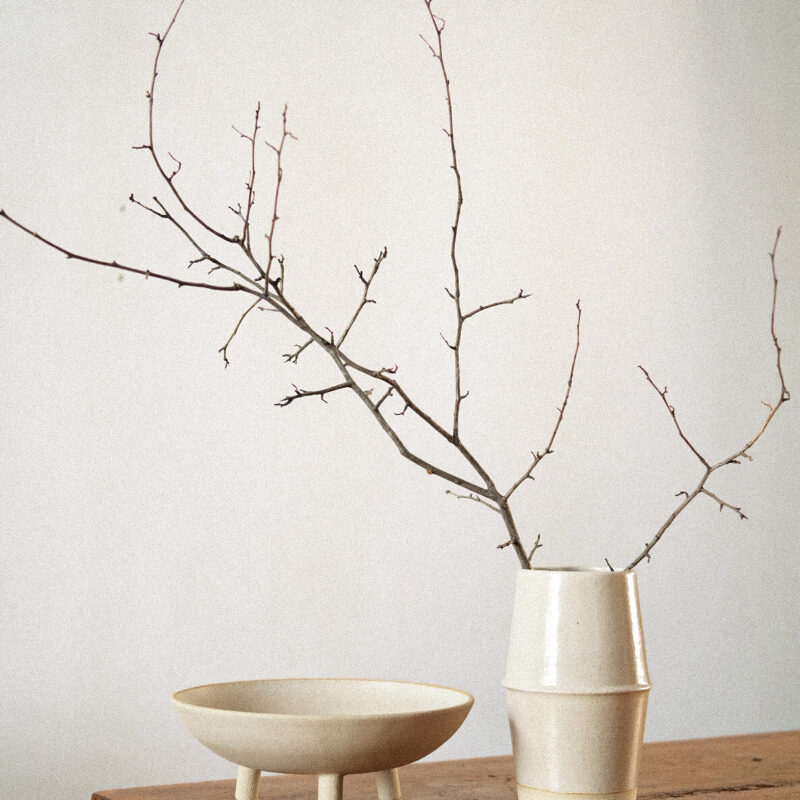 Bol 28 cm Japandi din gresie ceramica bej cu continut de samota | POEMI