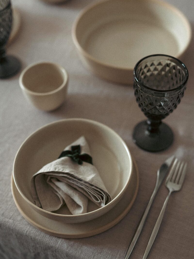 Bowl 19 cm Mei beige ceramic stoneware | POEMI