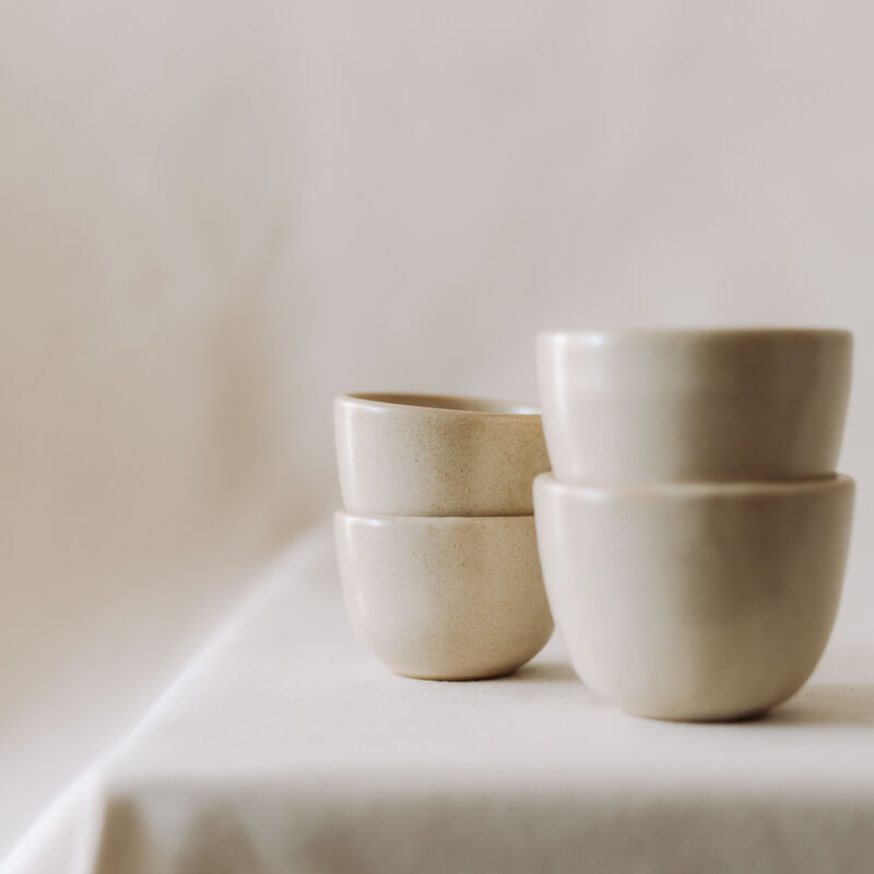 Ceasca 120 ml Mei din gresie ceramica bej | POEMI