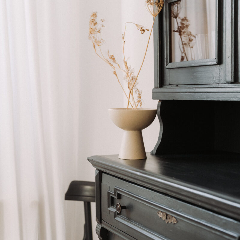 Pocal cu kenzan Japandi din gresie ceramica bej | POEMI